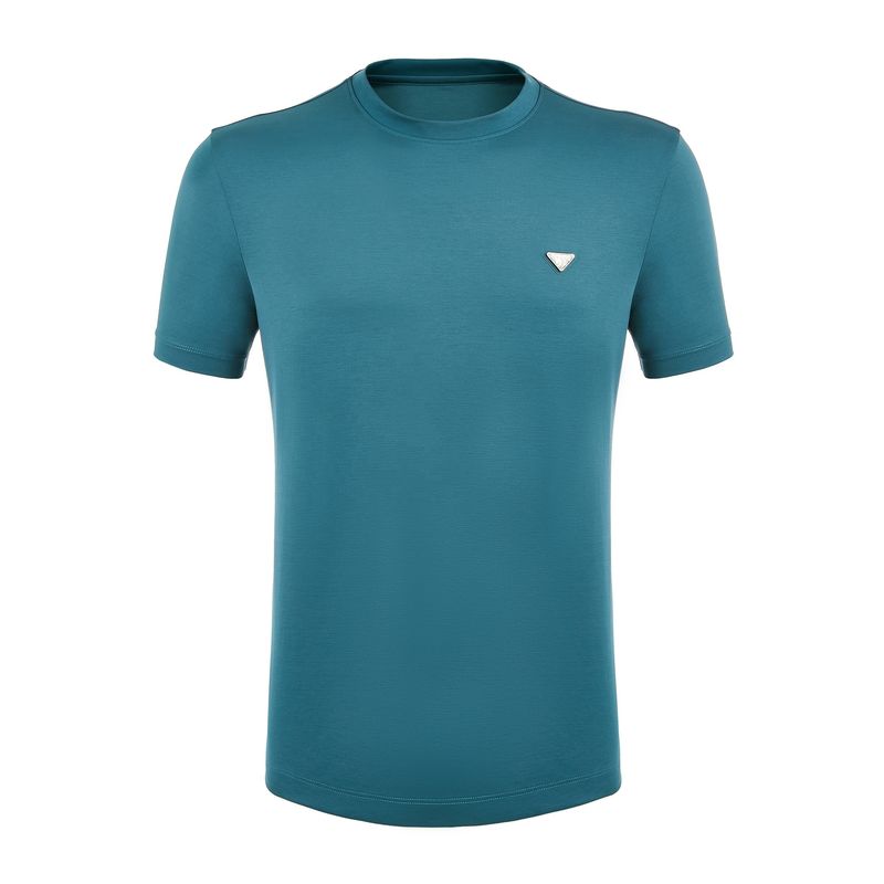 Men's Blank Solid Colour T-Shirt with Custom Logo Print in 100% Cotton Knitted Fabric