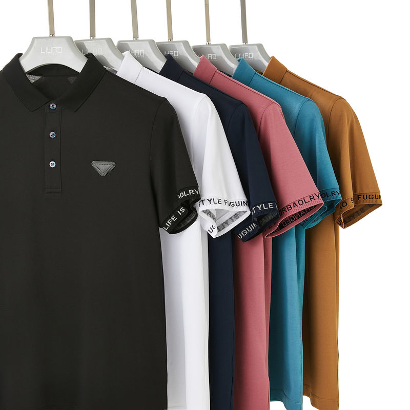 Office Uniform Polo Shirt in Knitted Fabric with High Elasticity and Custom Printing