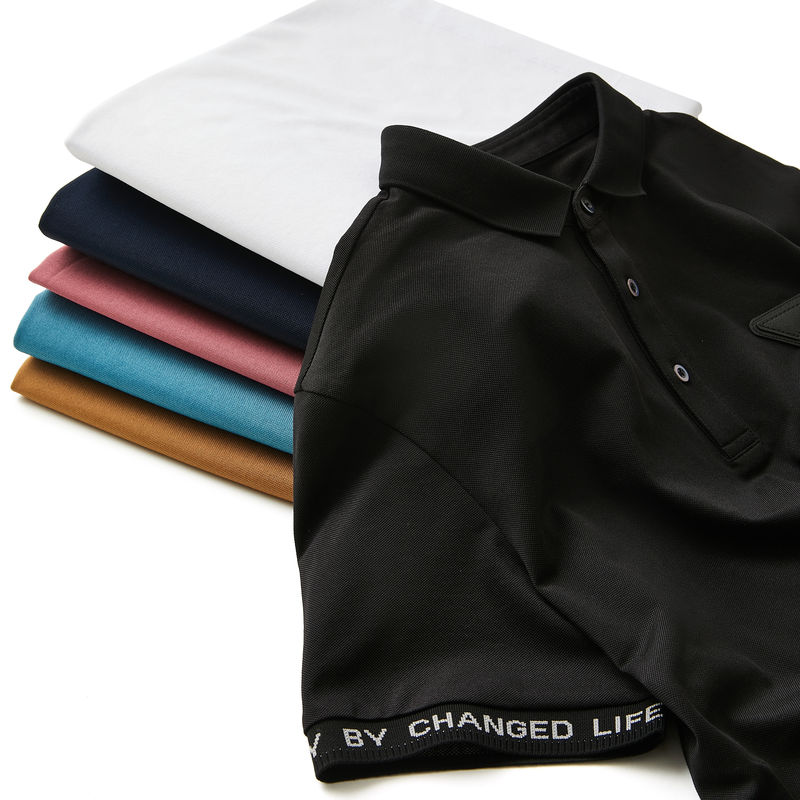 Office Uniform Polo Shirt in Knitted Fabric with High Elasticity and Custom Printing