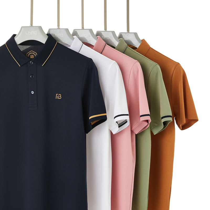 Knitted Fabric Men'S Polo Shirts Embroidered Short Sleeve 100% Organic Cotton