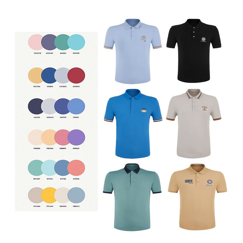 Knitted Fabric Men'S Polo Shirts Embroidered Short Sleeve 100% Organic Cotton