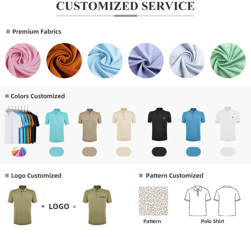 Knitted Fabric Men'S Polo Shirts Embroidered Short Sleeve 100% Organic Cotton