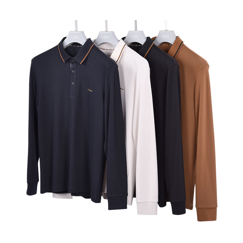 Whole Sale Custom Design Men's Plain Long Sleeve Polo Logo Shirts Cotton T Shirts