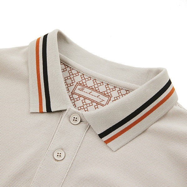 Regular Fit Striped Polo T Shirts Quick Dry Odm With Custom Logo Knitted Fabric