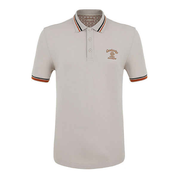 Regular Fit Striped Polo T Shirts Quick Dry Odm With Custom Logo Knitted Fabric