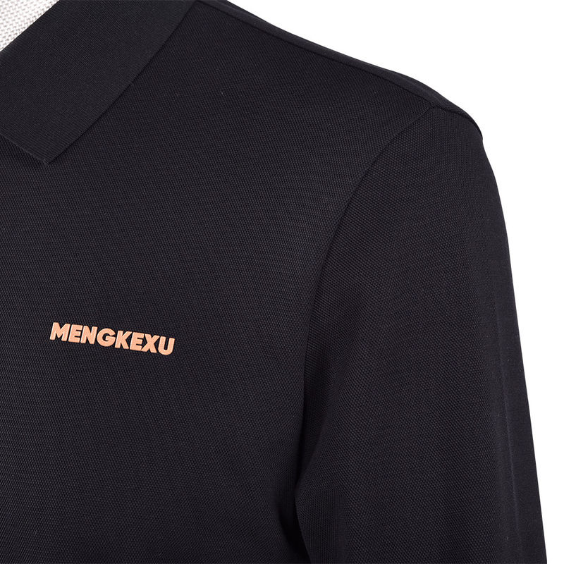 Logo Pattern Custom Polo Shirts Men's Most Popular Long Sleeve Cotton Rib Collar Shirt
