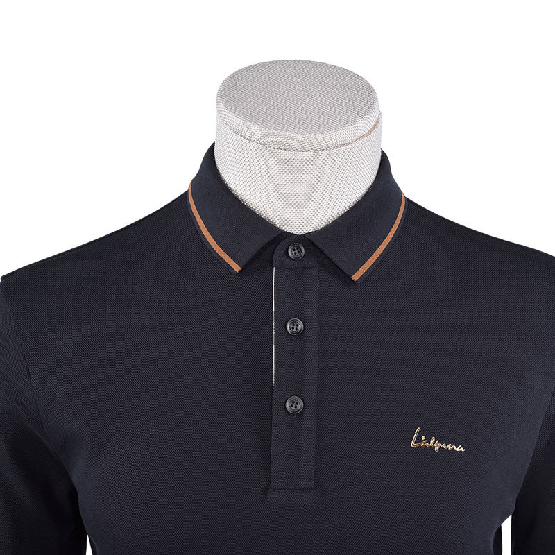 Men'S Quick Dry Cotton Polo Shirt With Stand Up Collar And Green Printing