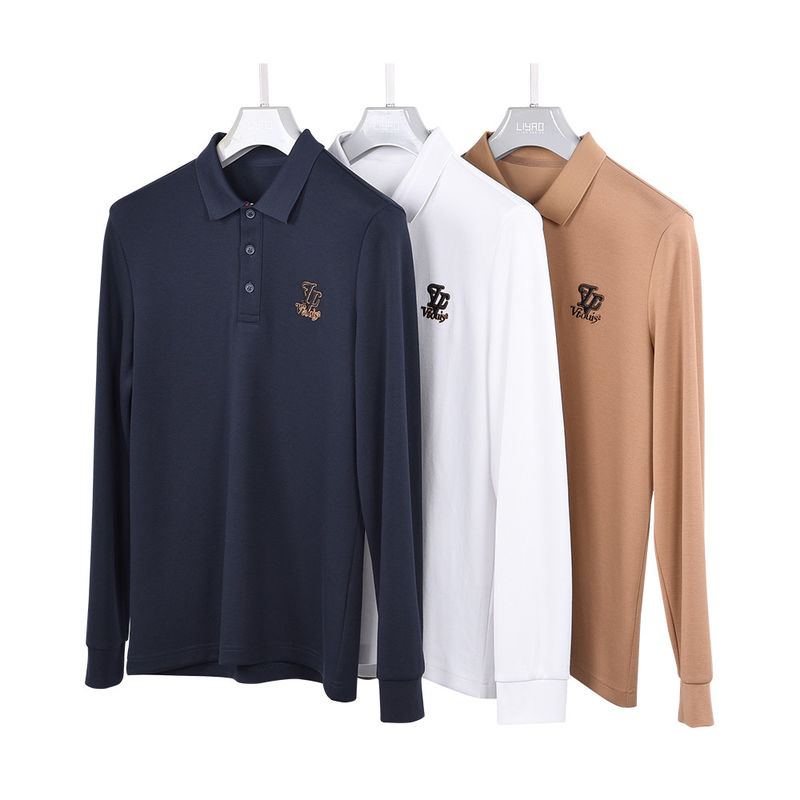 Men's Fashionable Long Sleeved Polo Shirt with Business Shirt Collar and Custom Logo