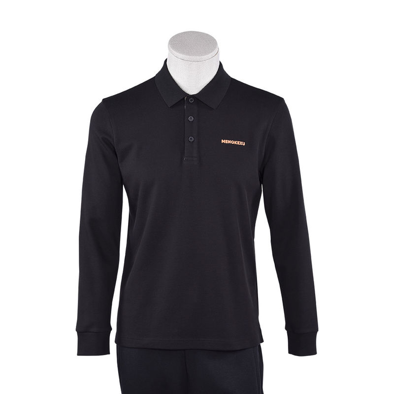 92 Polyester 8 Spandex Polo Shirts for Men Long Sleeve Plain Polo Anti-Wrinkle