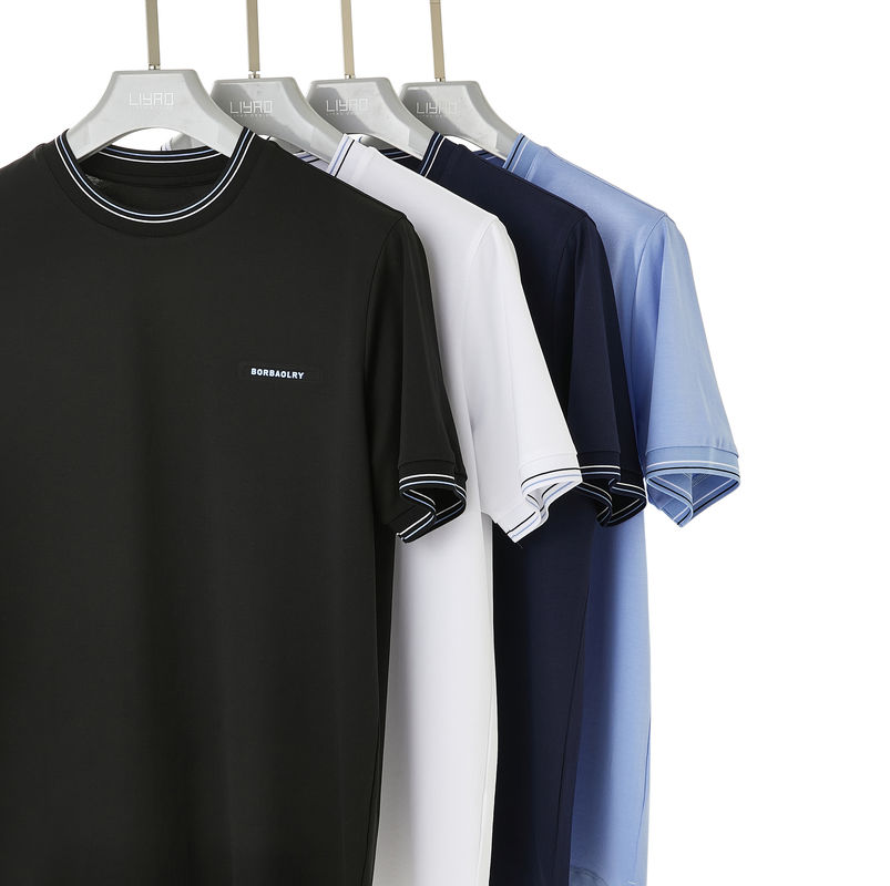 230 Gsm Cotton T-Shirts For Man Short Sleeve O Neck Knitted Crew Collar