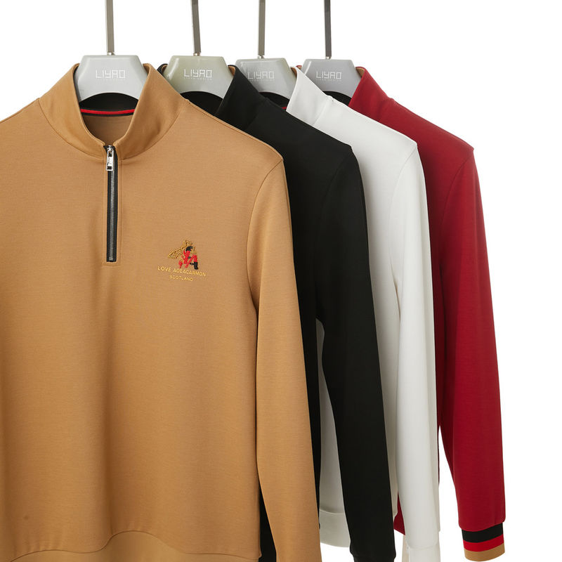 Polo T-Shirts for Men 100% Cotton Full Sleeve Custom Logo Stand Collar Regular Length