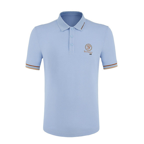 Men's Blue Custom Color Polo Shirts with Embroidered Logo and Breathable Cotton Fabric
