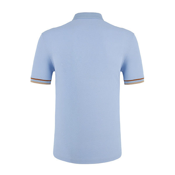 Men's Blue Custom Color Polo Shirts with Embroidered Logo and Breathable Cotton Fabric