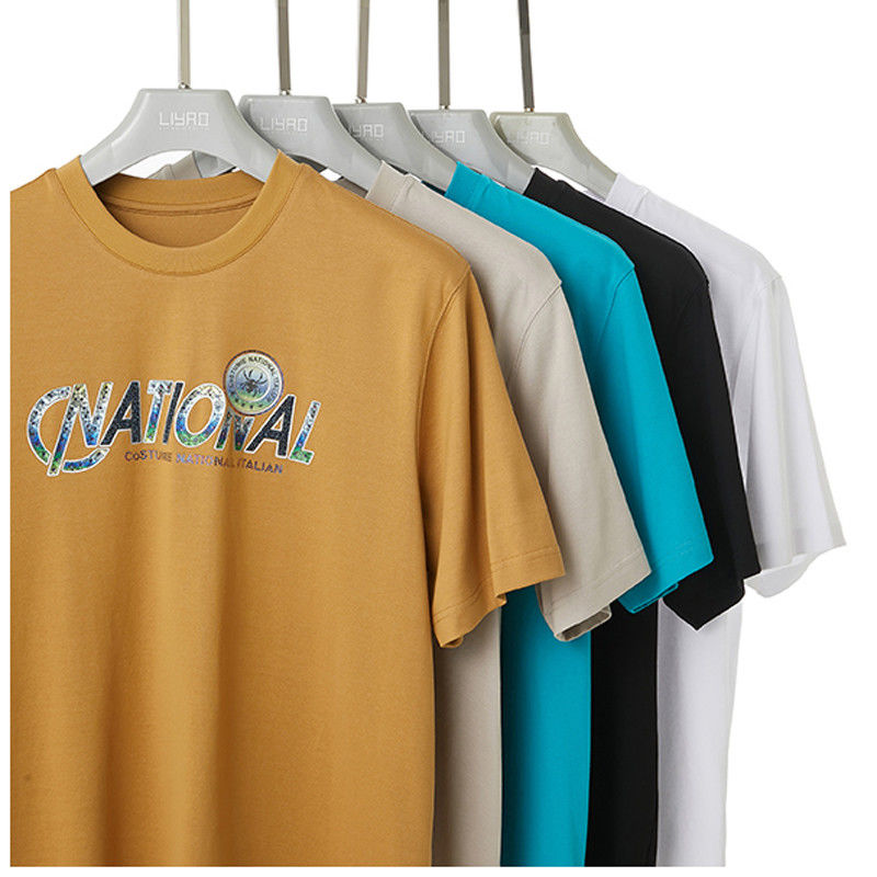 Fashion Custom Logo T-Shirt Casual Men Embroidered Printed Short Sleeve Knitted Fabric