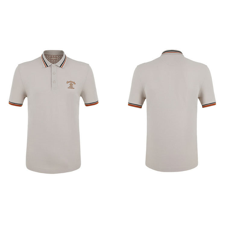 Men's Black Polo Shirts in Jersey Fabric with Custom Logo and Turn-down Collar