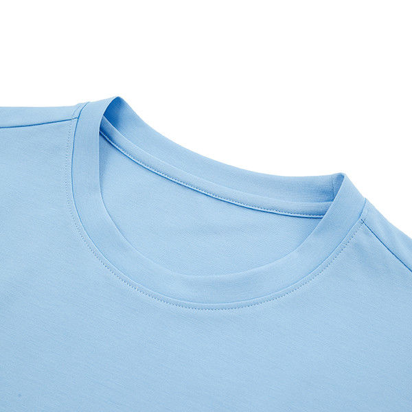 Regular Length Spring Summer Blue Short Sleeve Plain 100% Cotton Custom T-Shirt for Men