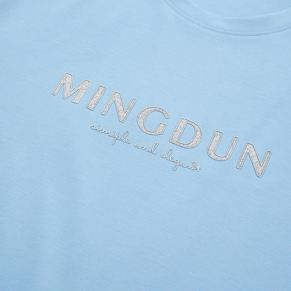 Regular Length Spring Summer Blue Short Sleeve Plain 100% Cotton Custom T-Shirt for Men
