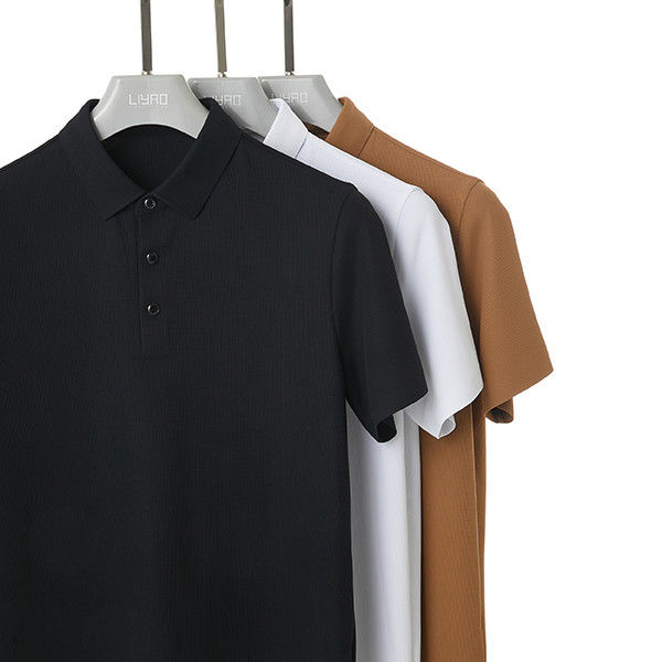 Black White Brown Seamless Cotton Fabric For Men Logo Polo T Shirt Custom Printing