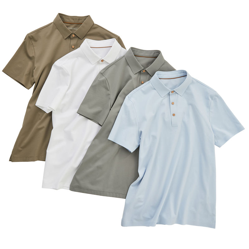 100% Cotton Plain Long Sleeve Men's Polo T Shirts with Custom Logo and Button Closure