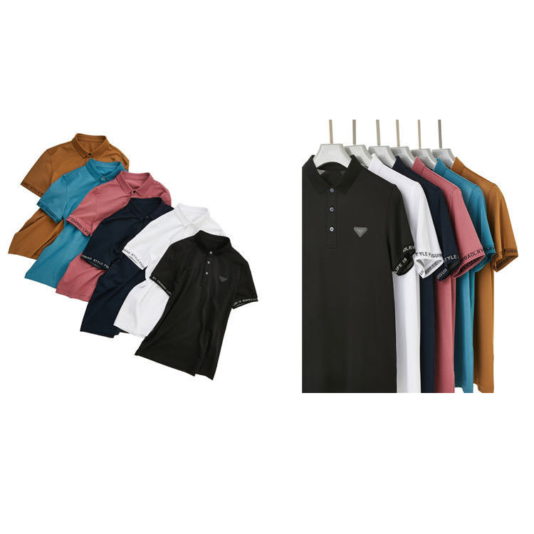 Summer Men's Golf Polo Shirts with Trundown Collar Custom Embossed Print Anti-Pilling