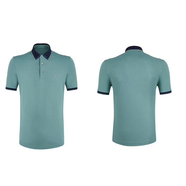 Summer Short Sleeve Two Color Polo Shirt for Men in 100% Cotton//95% 5%Spandex Fabric