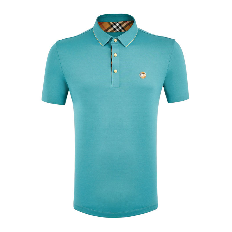 Black Polo Men's Short Sleeve Shirt with Custom Logo Printing and Breathable Fabric