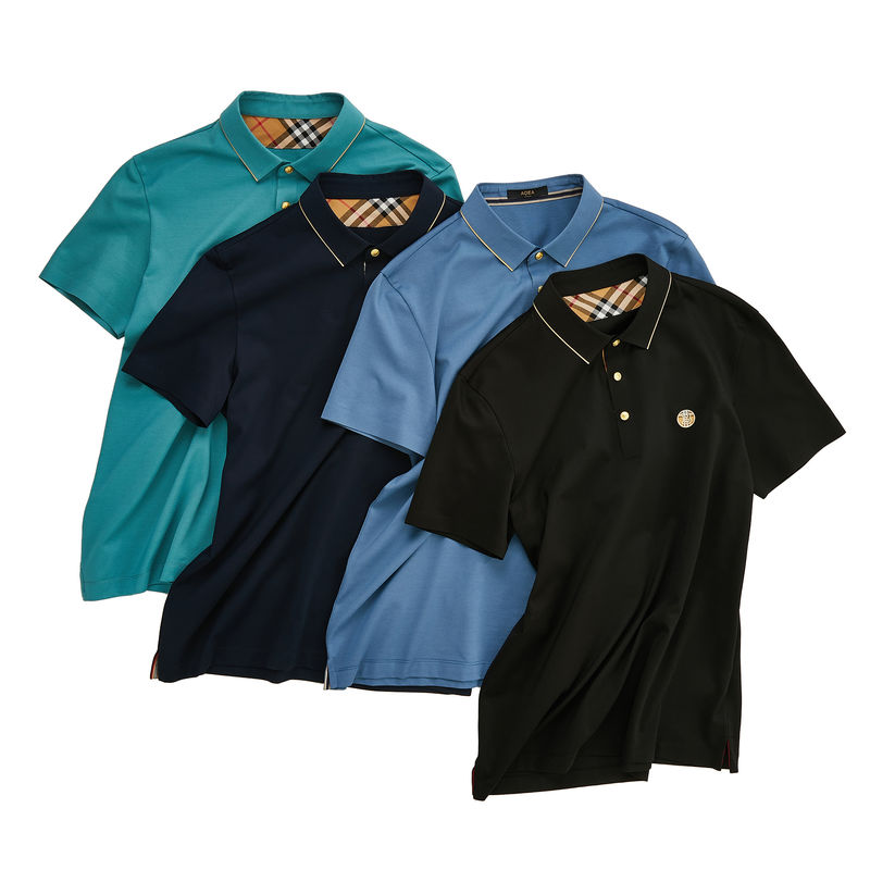 Black Polo Men's Short Sleeve Shirt with Custom Logo Printing and Breathable Fabric