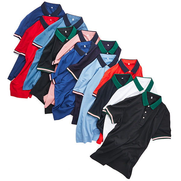Men's Spring Summer Polo T Shirt with Knitted Fabric and Round Neck in 230 Gsm