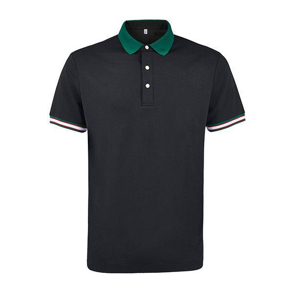 Men's Spring Summer Polo T Shirt with Knitted Fabric and Round Neck in 230 Gsm
