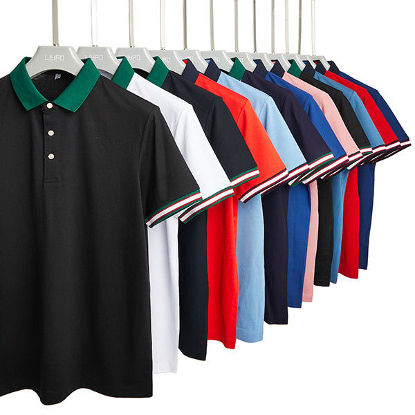 Men's Spring Summer Polo T Shirt with Knitted Fabric and Round Neck in 230 Gsm