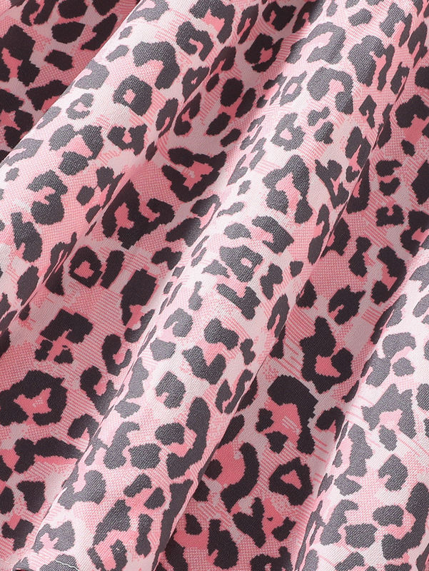 Girls Short Skirts And Dresses Leopard Printed in 91%Polyester 9%Spandex fabric