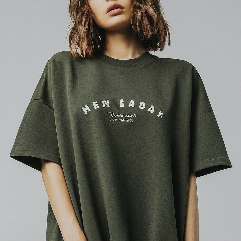 Graphic Oversize Custom Women'S T Shirts 220 Grams with Knitted Fabric Round Neck