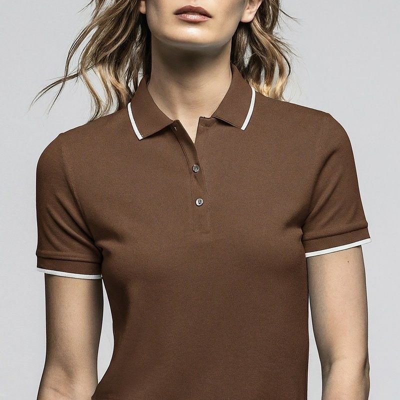 Knitted Short Sleeve Women'S Polo Shirts Plain Dyed Anti Wrinkle OEM ODM