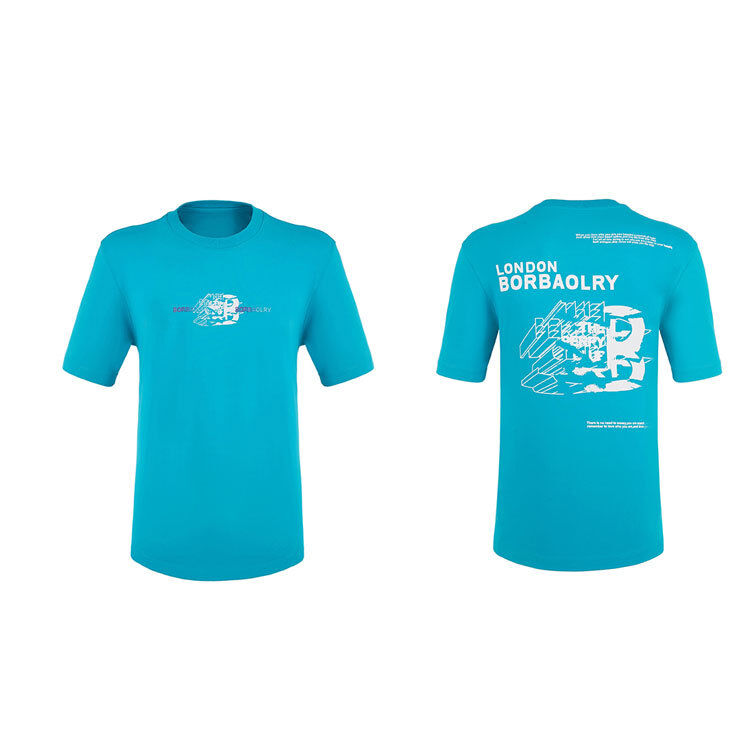 Custom Logo Label Casual Comfortable Plain Cotton Clothes Men Ice Feeling Anti-pilling Black White Blue Cyan T-shirt