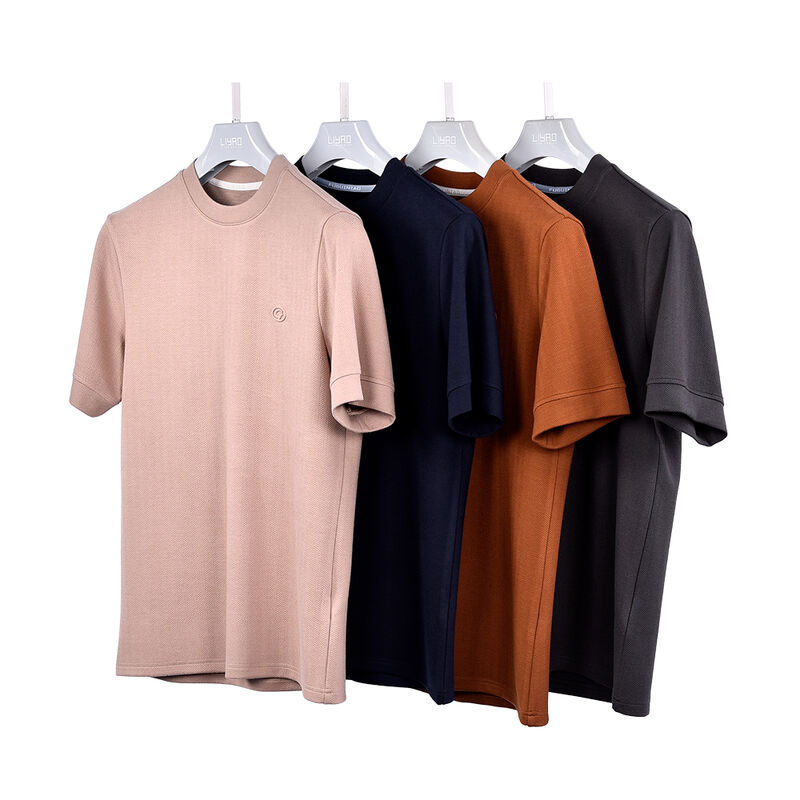 Wholesale Custom Logo Label Design Quick-Drying Breathable Anti-Wrinkle Plain T Shirts High Quality Mock Neck for Men Blank