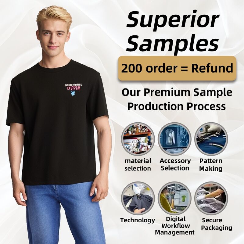 Factory Hot Sale Customize Logo Embroidery Prints Heavyweight Drop-shoulder Black White T-shirt for Men