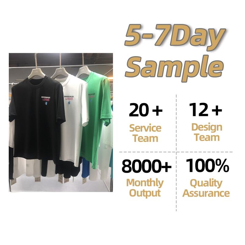 Factory Hot Sale Customize Logo Embroidery Prints Heavyweight Drop-shoulder Black White T-shirt for Men