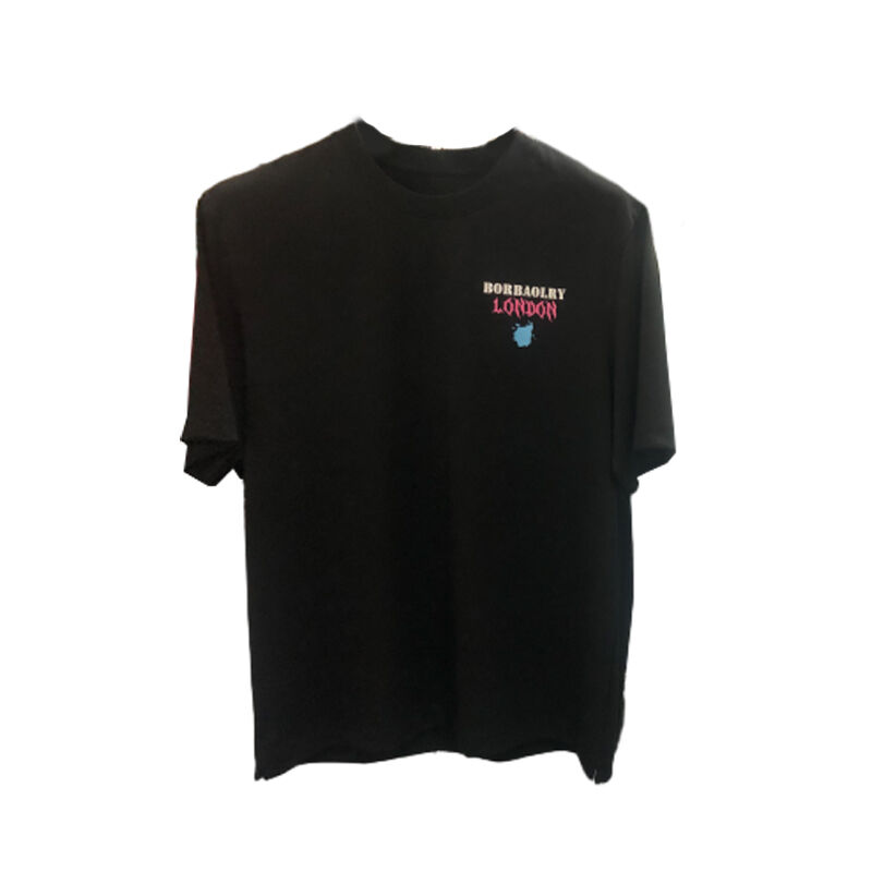 Factory Hot Sale Customize Logo Embroidery Prints Heavyweight Drop-shoulder Black White T-shirt for Men