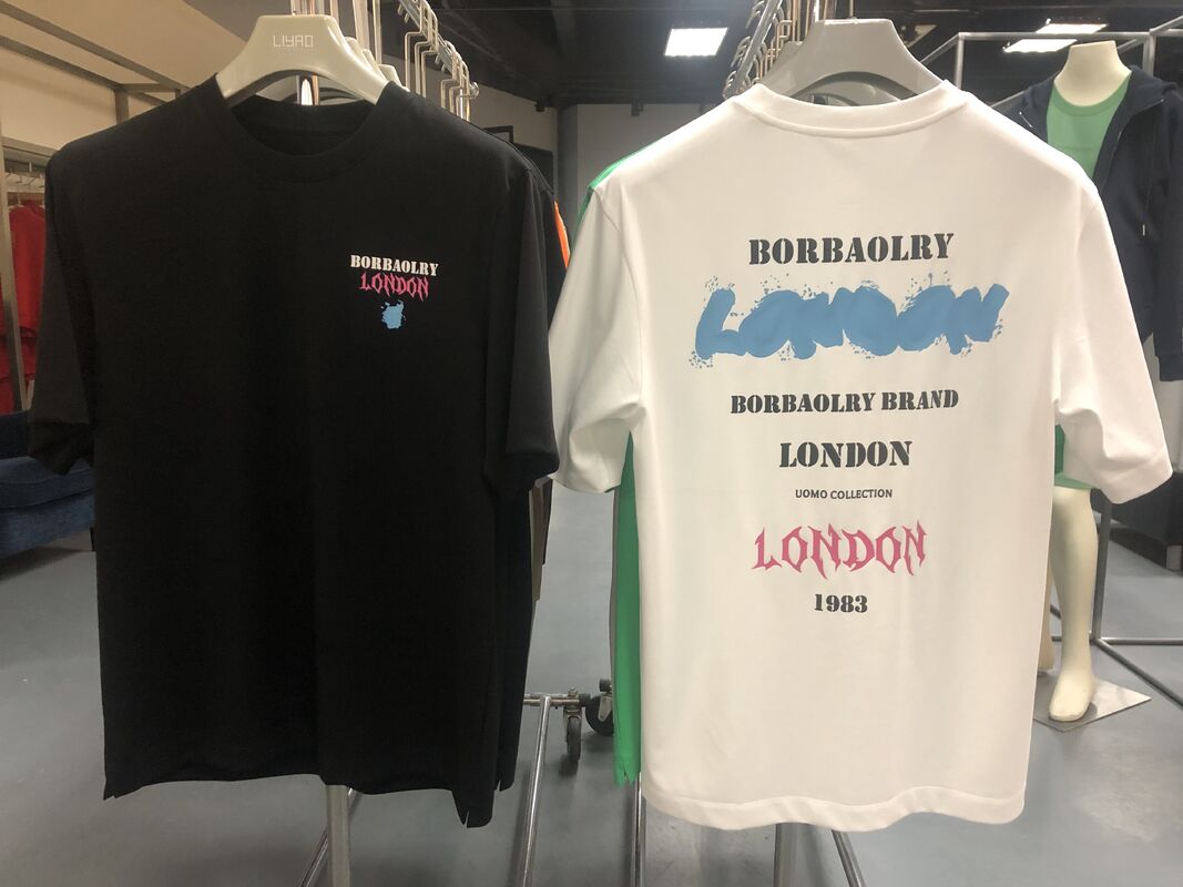 Factory Hot Sale Customize Logo Embroidery Prints Heavyweight Drop-shoulder Black White T-shirt for Men