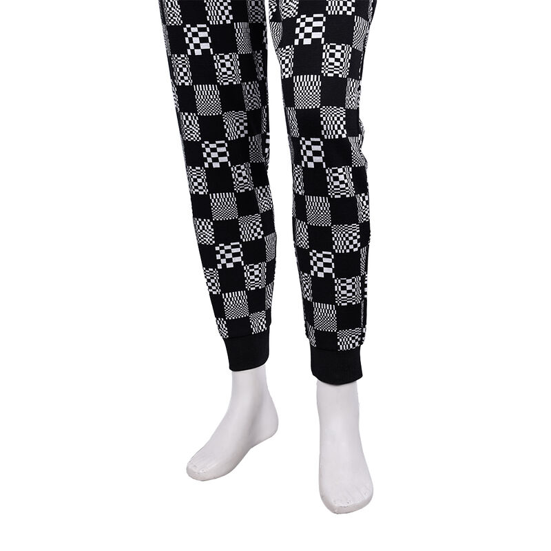 Fashion Skin-Friendly Checkerboard Hoodie and Track Pants Terry Jogger Sport Streetwear Sweatpants Set for Men
