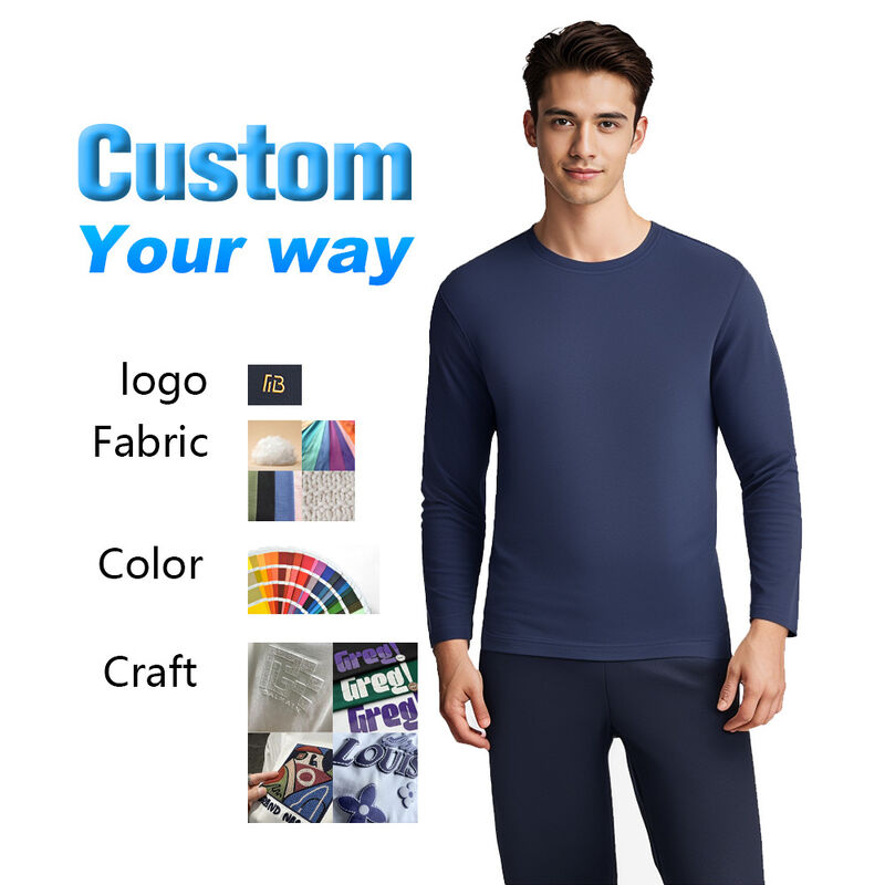 Comfort Breathable T-shirt O- Neck Male Long Sleeve Top Custom logo Print Plain Color T Shirt
