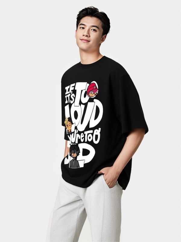 100% Cotton Oversized Acid Washed Men's T-Shirts Vintage Tee Custom Logo Short Long Length Classic Neck Collar Sun Faded Design