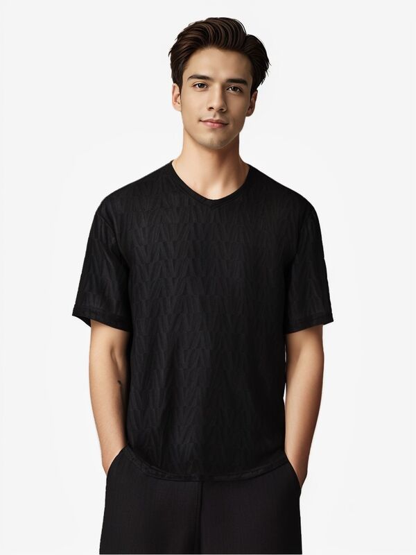 2025 Summer Men's High-End Plaid Ice Silk Short Sleeve T-Shirt Elegant Luxury Leisure Half Sleeve Top Loose Fit Knitted New