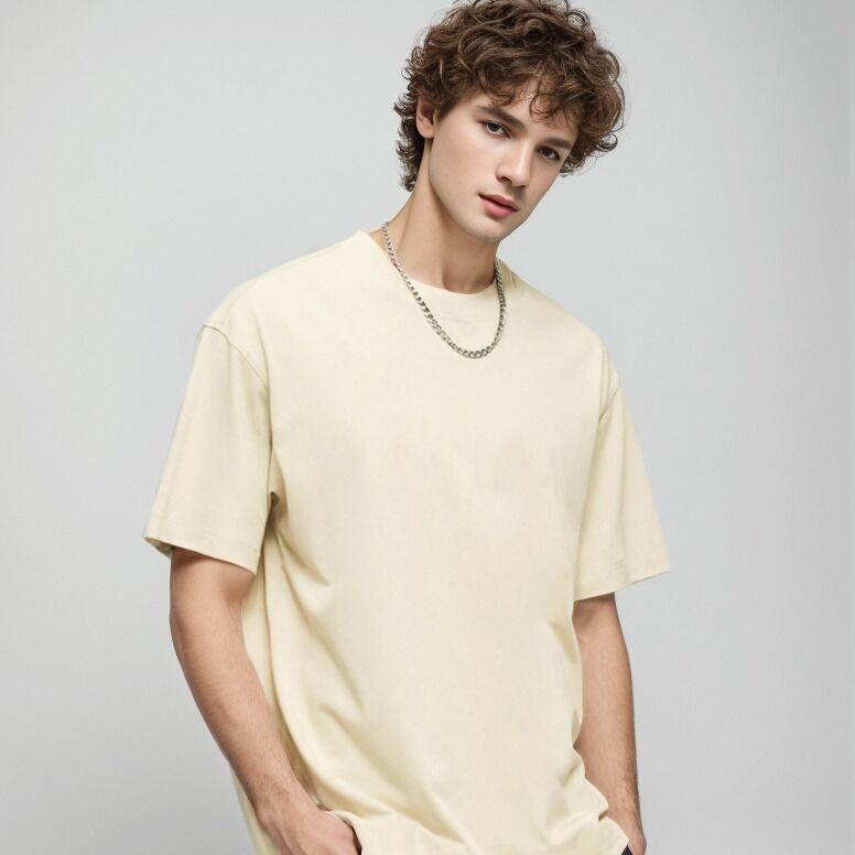 Customized Men's Blank T-shirt High Quality Heavyweight Ribbed Crewneck T-shirt for Men