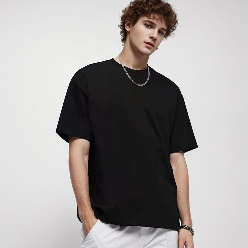 Customized Men's Blank T-shirt High Quality Heavyweight Ribbed Crewneck T-shirt for Men