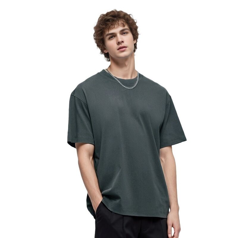 Customized Men's Blank T-shirt High Quality Heavyweight Ribbed Crewneck T-shirt for Men