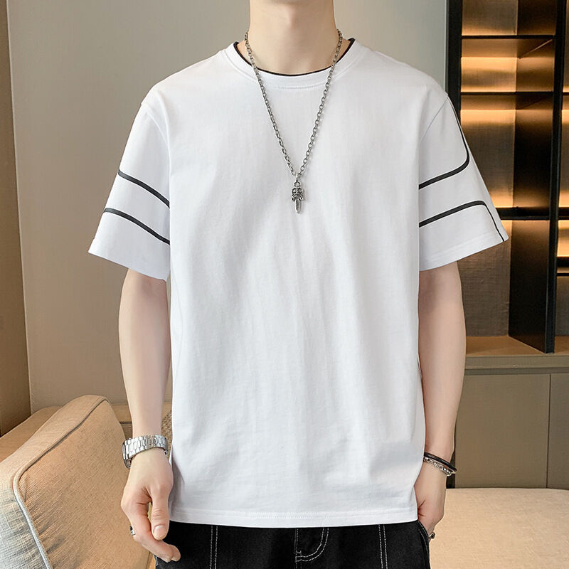 Oem Custom logo Embroidery Printed Design for Men Short Sleeved t Shirt with Loose Top Summer Half Sleeve t Shirt