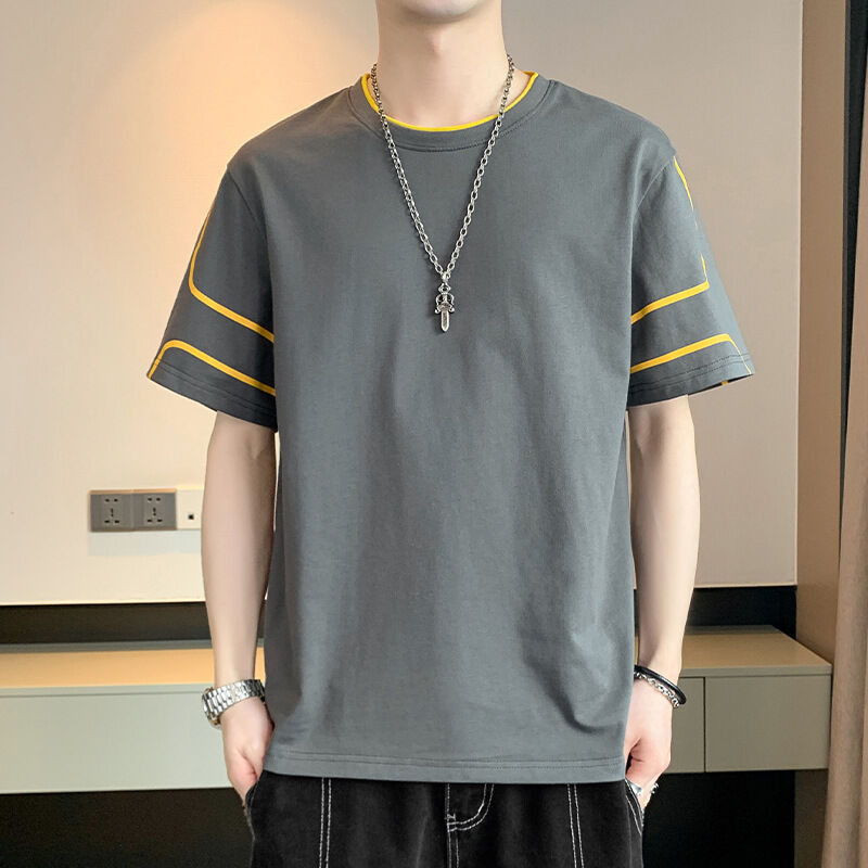 Oem Custom logo Embroidery Printed Design for Men Short Sleeved t Shirt with Loose Top Summer Half Sleeve t Shirt