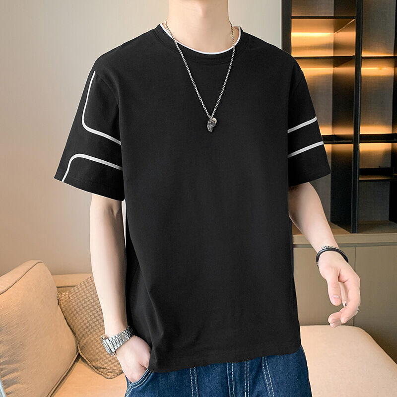 Oem Custom logo Embroidery Printed Design for Men Short Sleeved t Shirt with Loose Top Summer Half Sleeve t Shirt