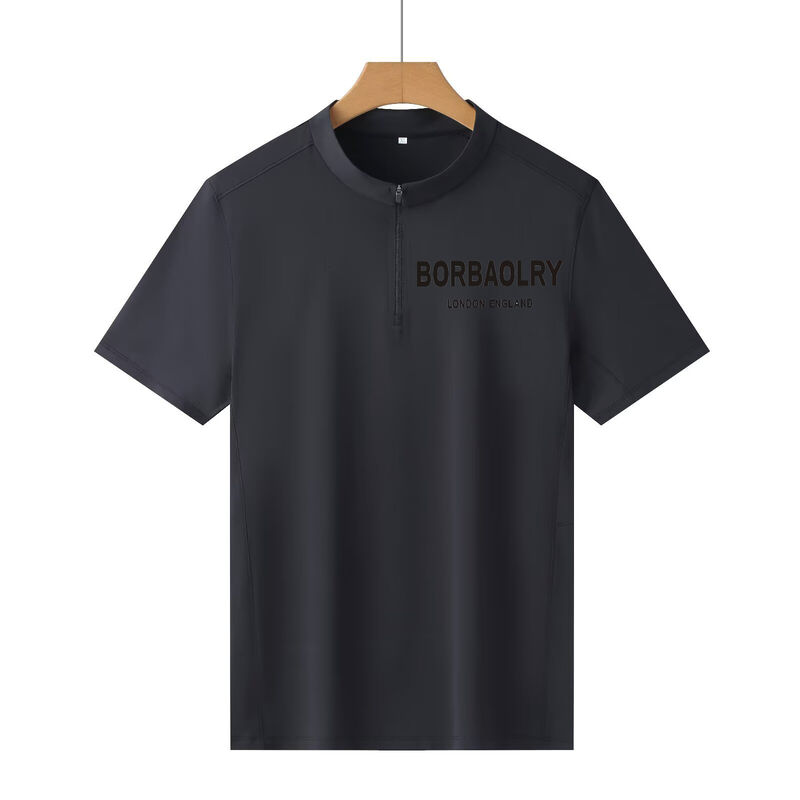 Men's Athletic Pullover Tops Quarter Zip Stand Collar Solid Sport Shirt Men's T-shirts Short Sleeve Lightweight Quick Dry Gym